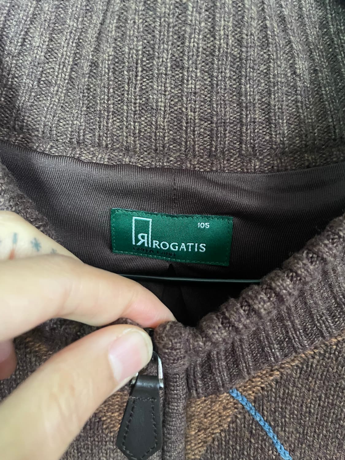 Rogatis 너디 프래피 아가일 뮤트 브라운 울100 니트 상품이미지2