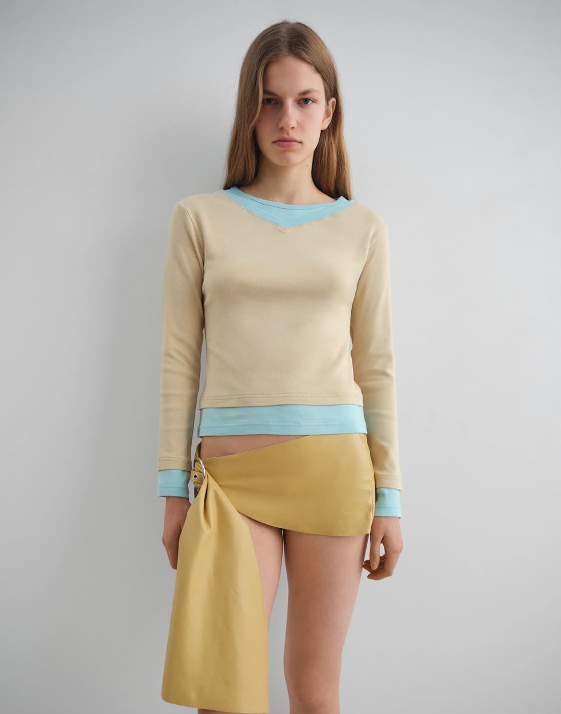 (S,M) 기마구아스 SAMM T-SHIRT BEIGE BLUE 상품이미지4