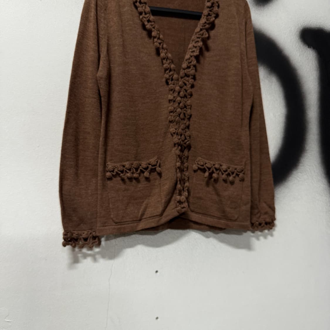 VTG 빈티지 모리 하구미 스타일 브라운 가디건 상품이미지4