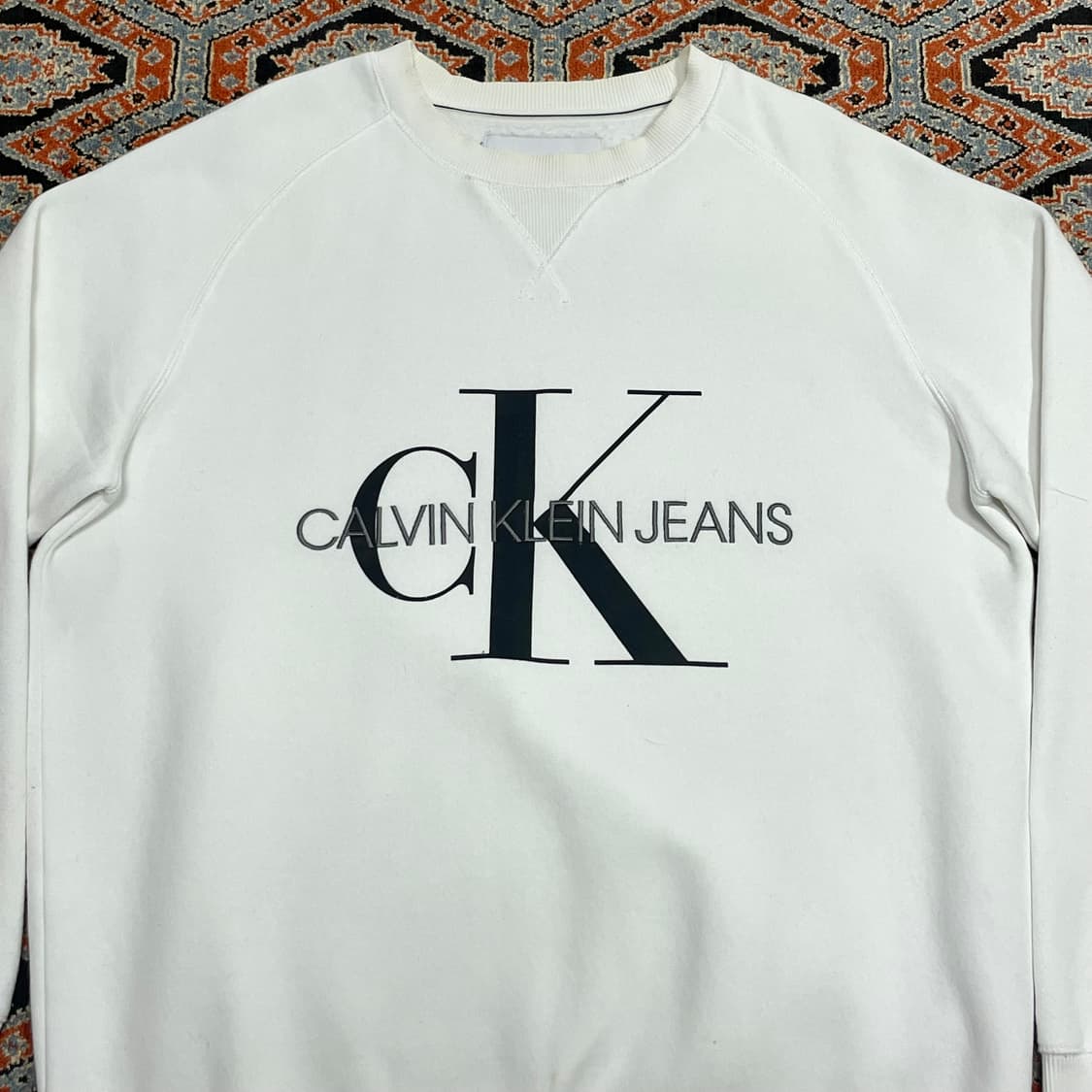 캘빈클라인 화이트 기모 맨투맨 티셔츠 남성L 상품이미지2