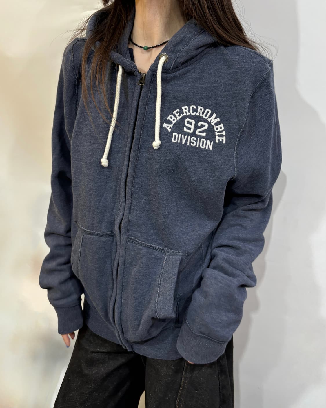 90s Abercrombie 네이비 블루 집업 후드 상품이미지2