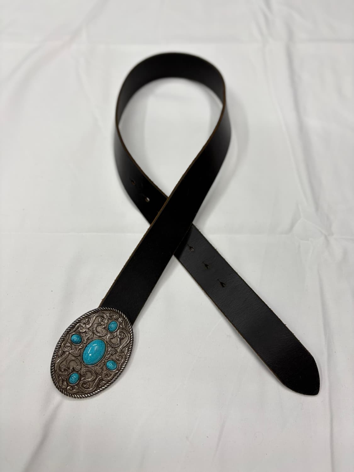 빈티지 터키석 웨스턴 버클 레더 벨트 상품이미지3