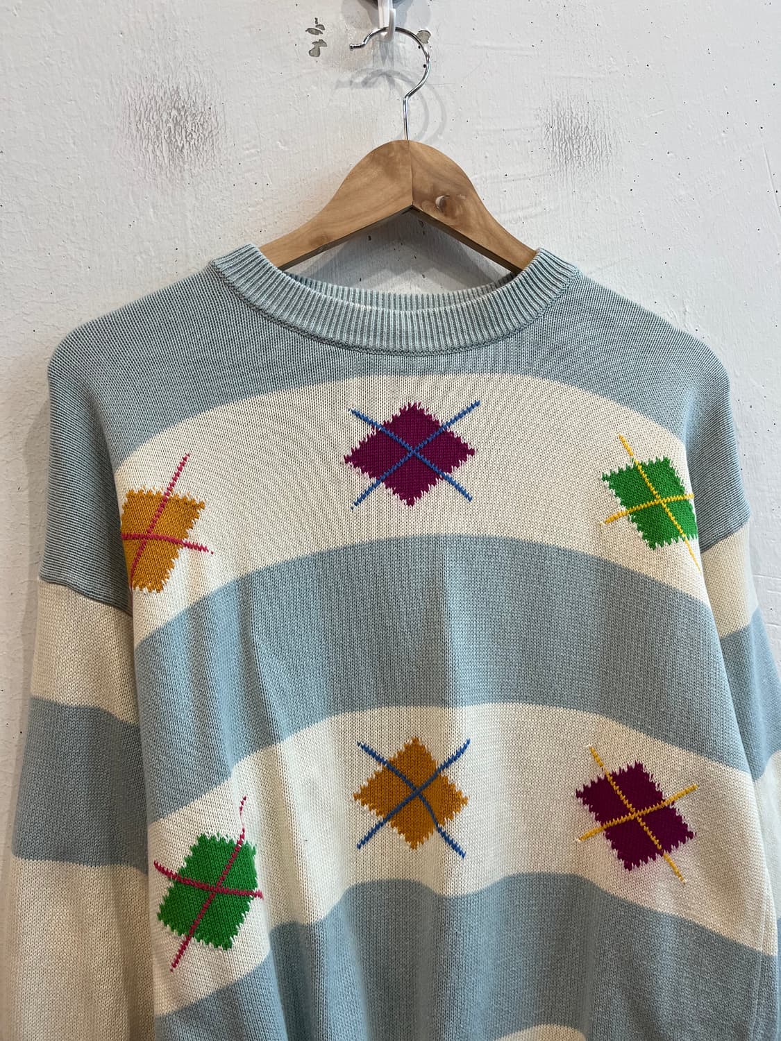 베네통 아가일 코튼 니트 Made in ITALY 상품이미지3