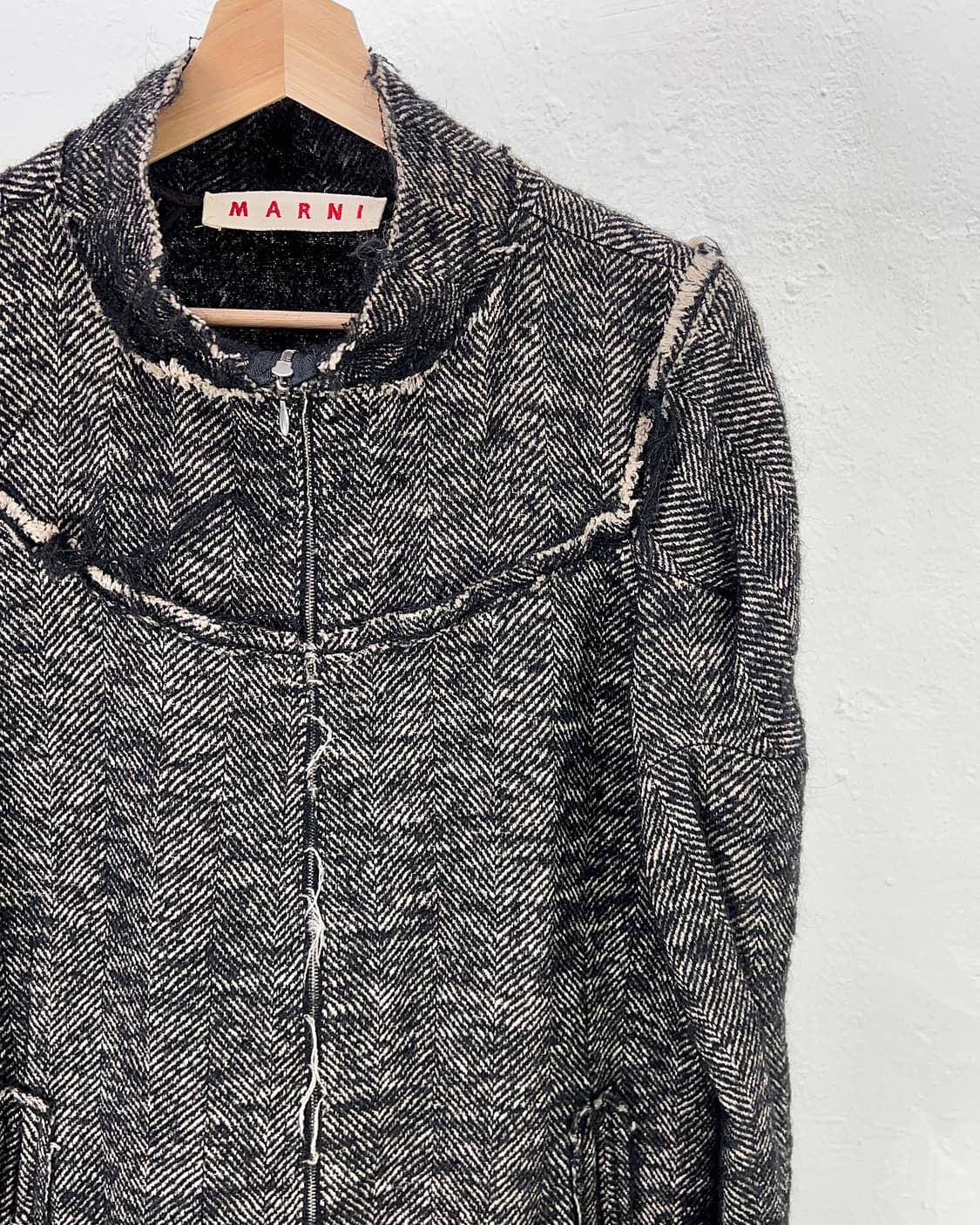 마르니 차콜 알파카 프론트 웨어 울 디스레스팅 코트 상품이미지3