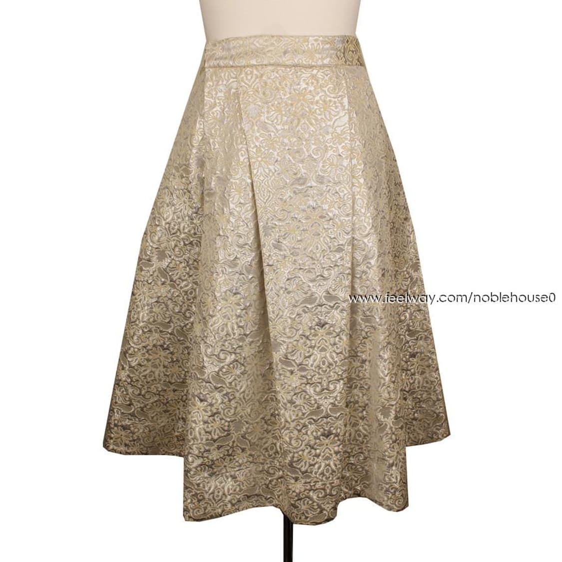 TSE 실버&골드 메탈릭 패턴 플레어 주름 스커트(XXS) 상품이미지3