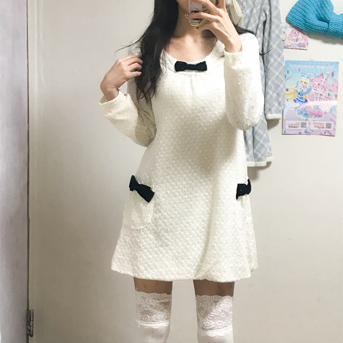 빈티지 화이트 리본 원피스 히메갸루 로걀 라떼 달천깔 페어리 모리걸 상품이미지1