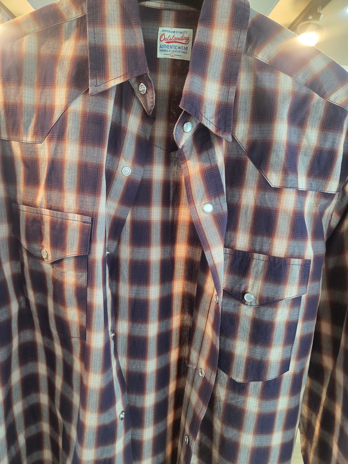 아웃스탠딩(OUTSTANDING) 웨스턴 체크 셔츠 L 상품이미지3