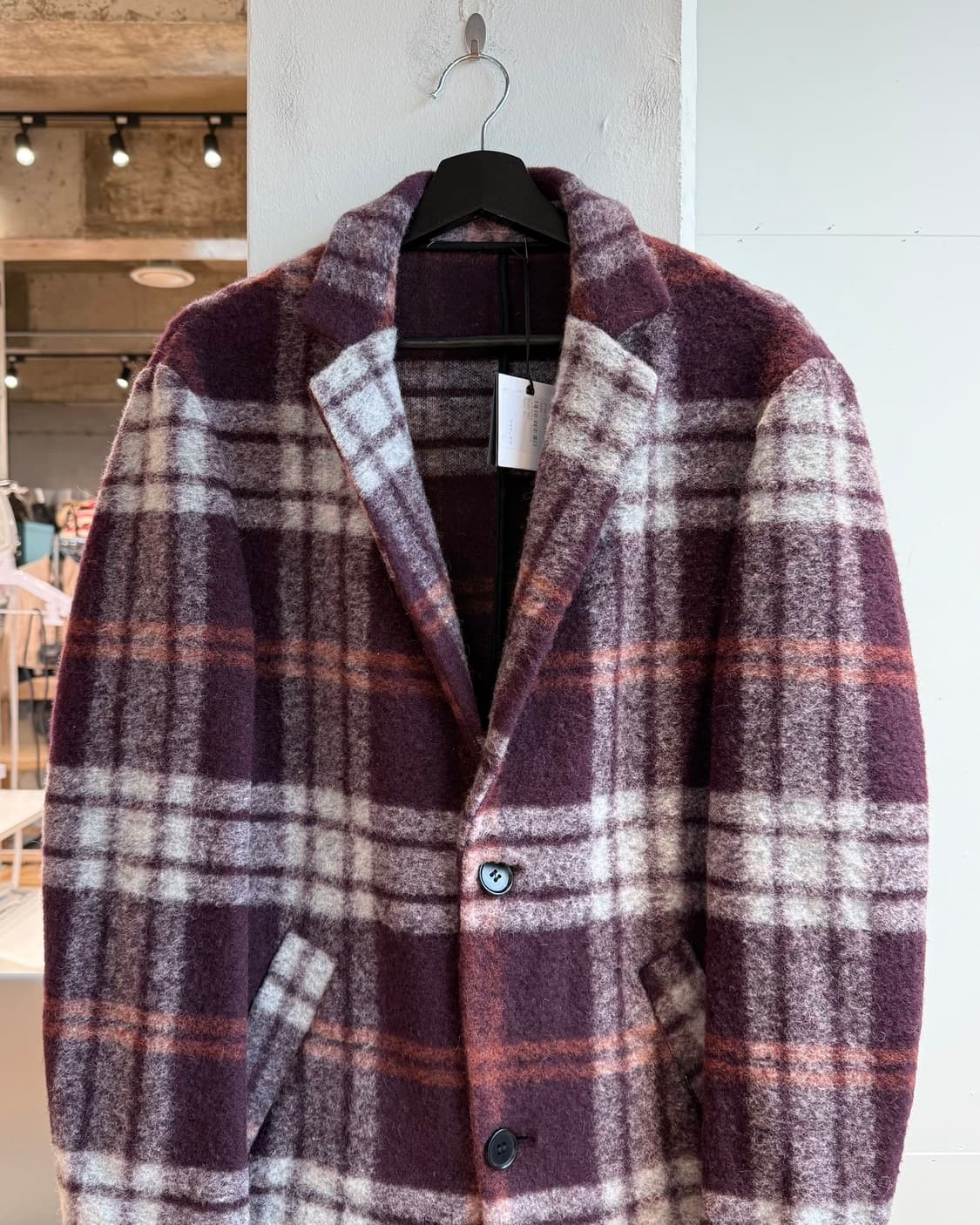 데이비드 나만 퍼플 체크 패턴 라나버진 울 자켓  상품이미지3