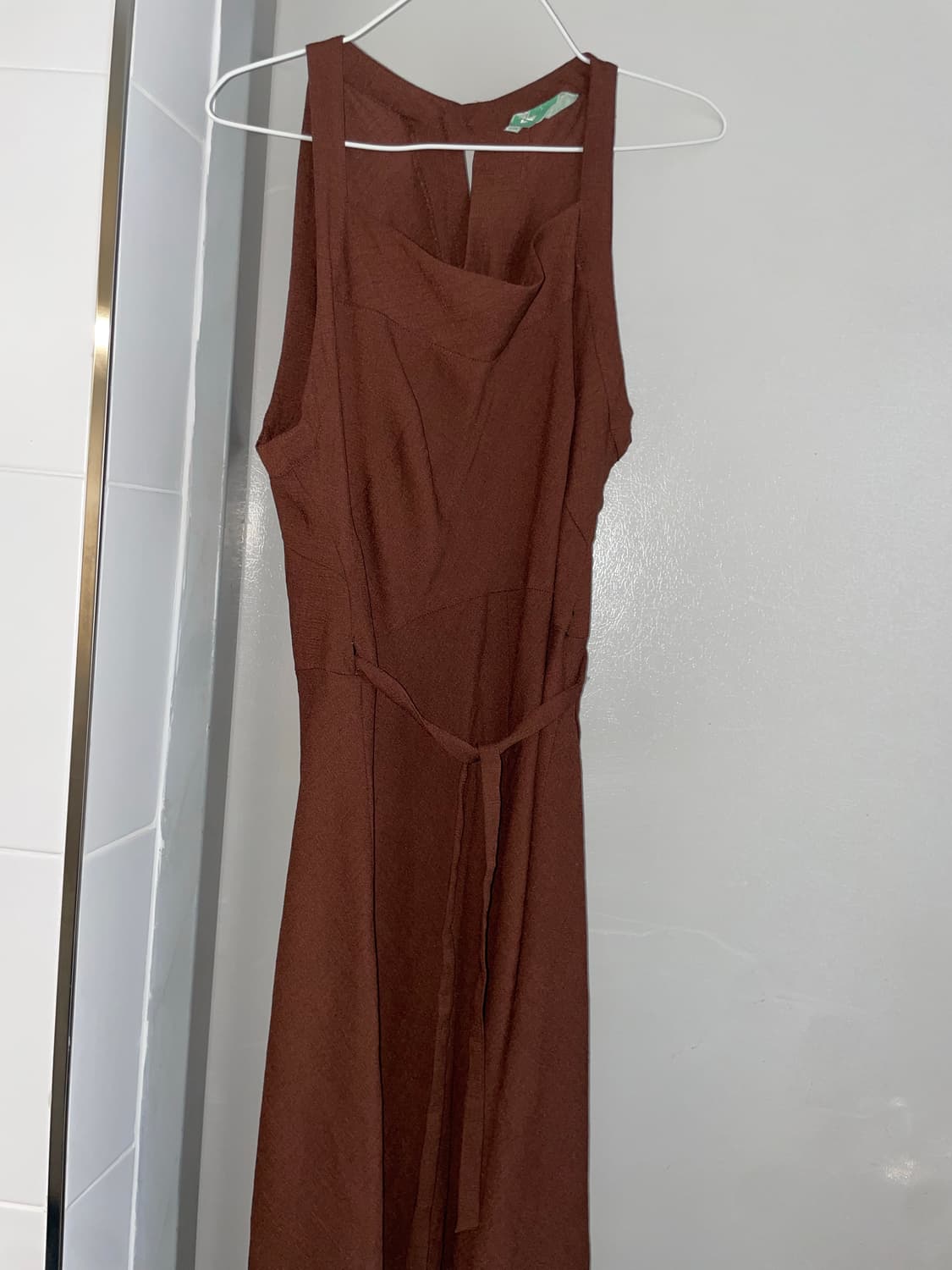 브라운 슬리브리스 랩 원피스 상품이미지4