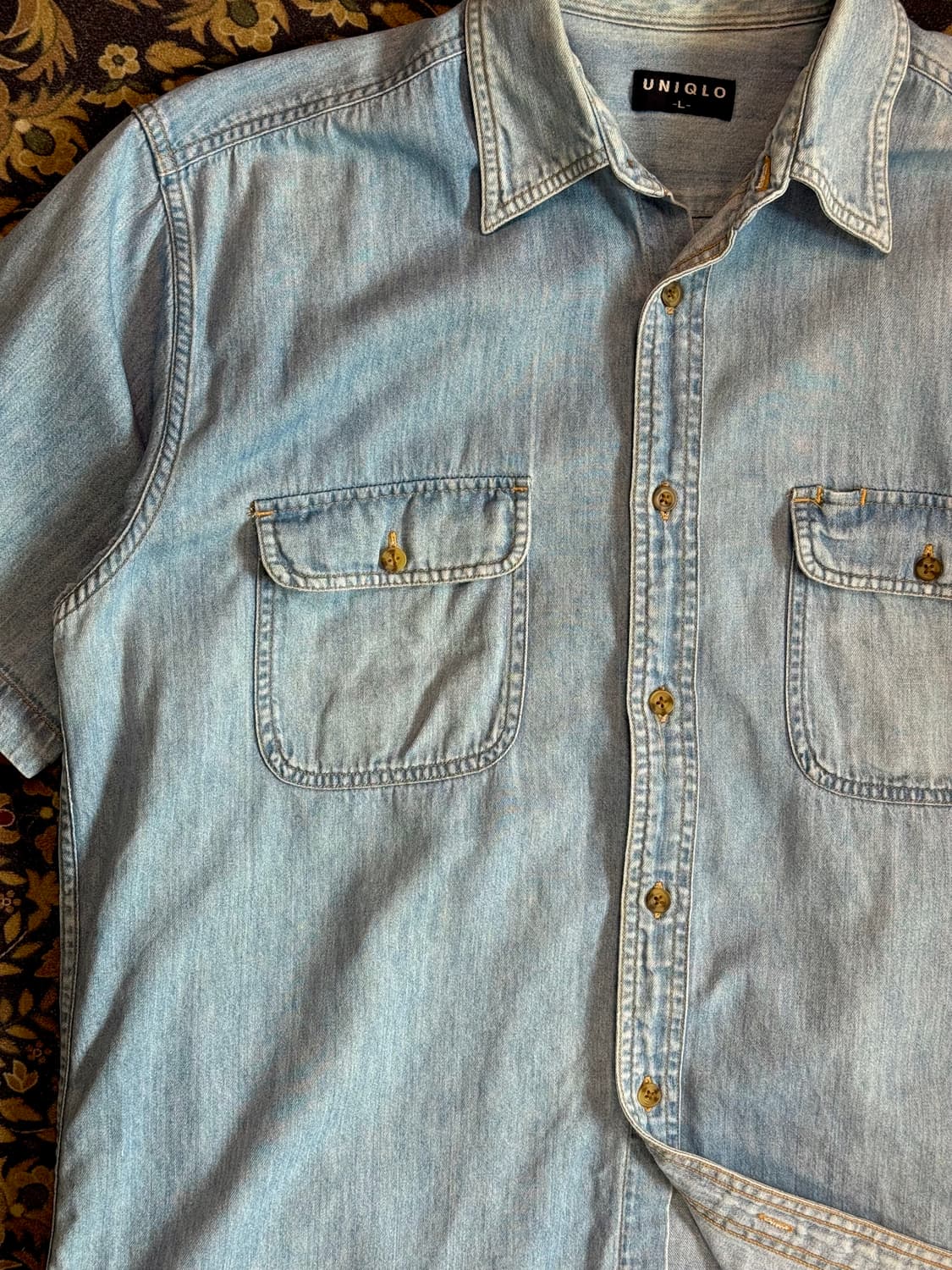 90s 올드 유니클로 데님 하프셔츠 상품이미지3