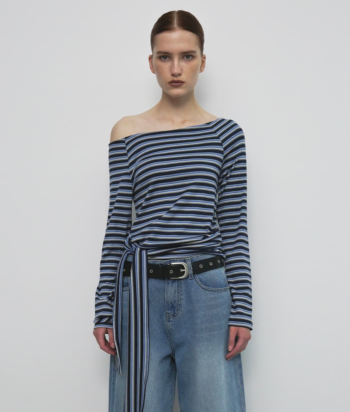 샌드릭 스트라이프 스트랩 티셔츠(블루) 상품이미지1