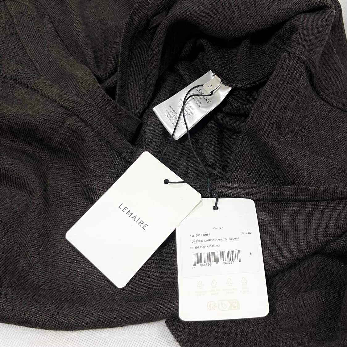 [XS,S,M]르메르 25fw 트위스트 스카프 가디건/다크 카카오 상품이미지5