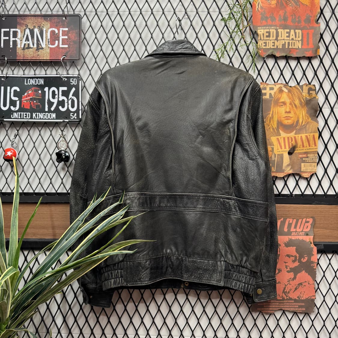 빈티지 양가죽 클래식 블루종 레더 자켓 투포켓 디테일 블랙 상품이미지2