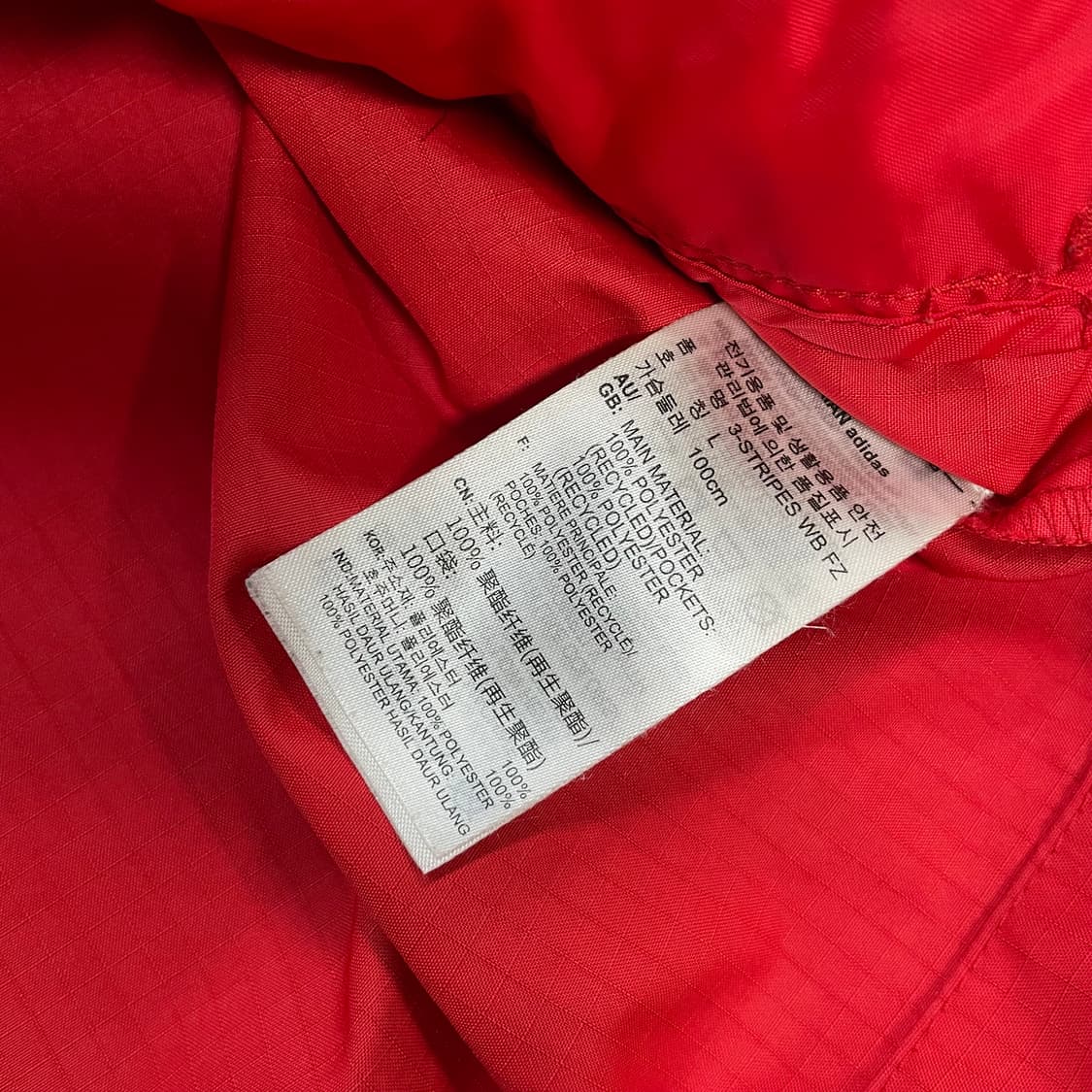 아디다스 락업 트레포일 로고 바람막이 자켓 레드 상품이미지4