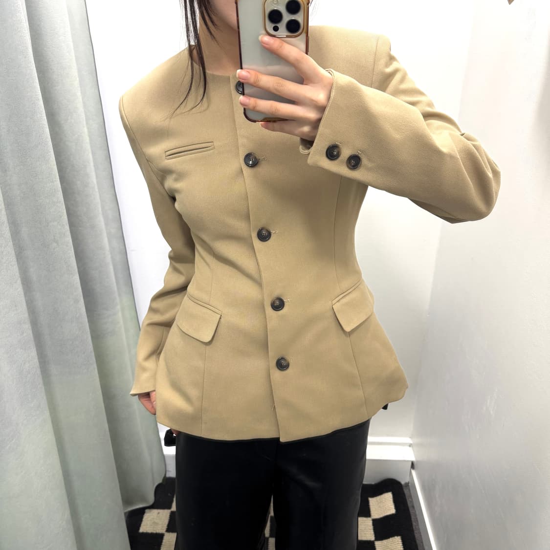 메리온 베이지 코넬 라운드 릴렉스드 자켓 상품이미지1