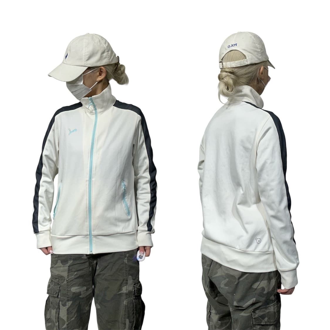 푸마 아이보리 블랙 사이드 라인 트랙탑 져지 L 상품이미지1