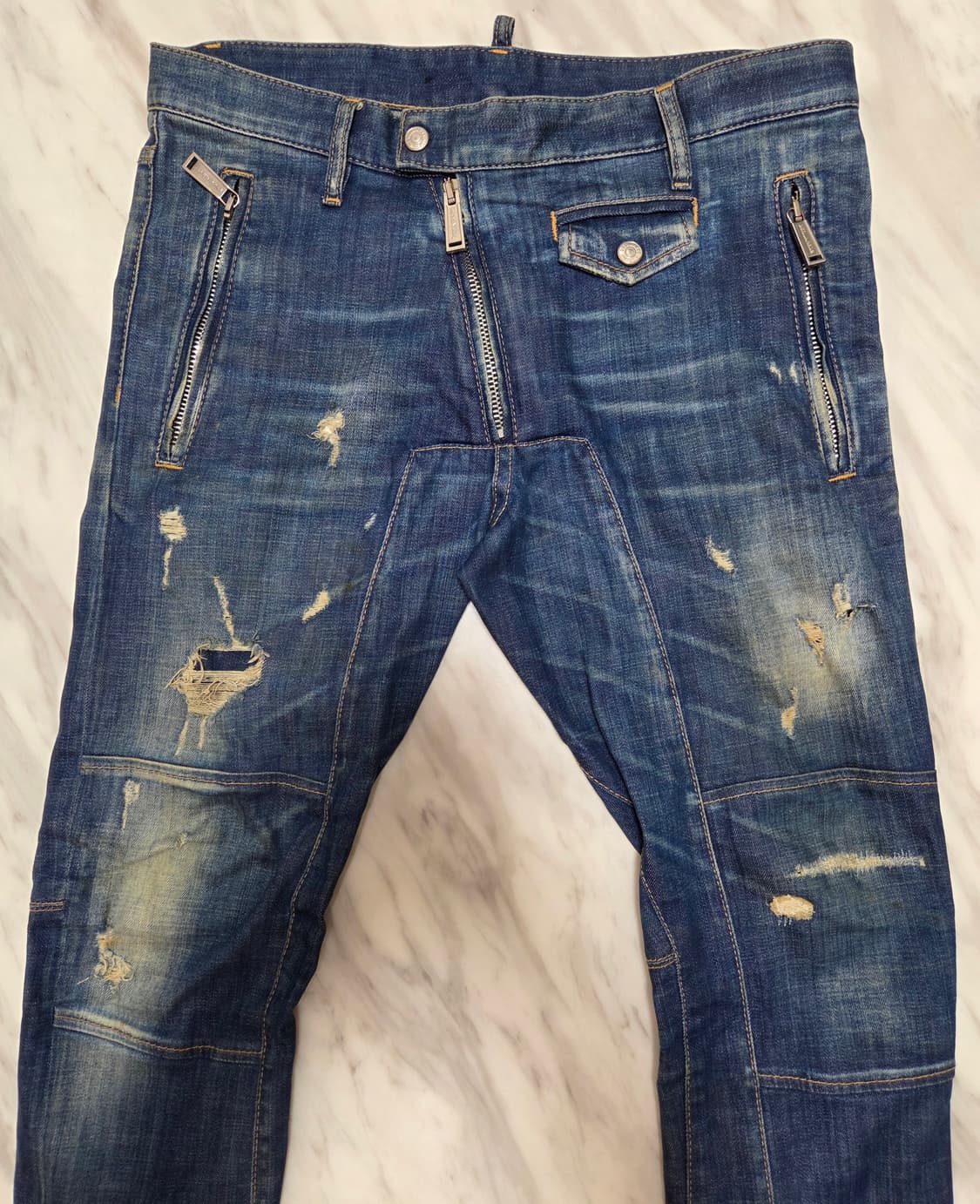 디스퀘어드 레더 바이크 데님팬츠 상품이미지3