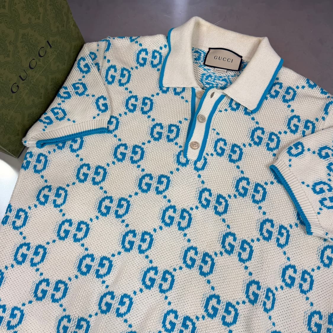 [리오브] 구찌 GG 코튼 인타르시아 니트 카라티셔츠 상품이미지3