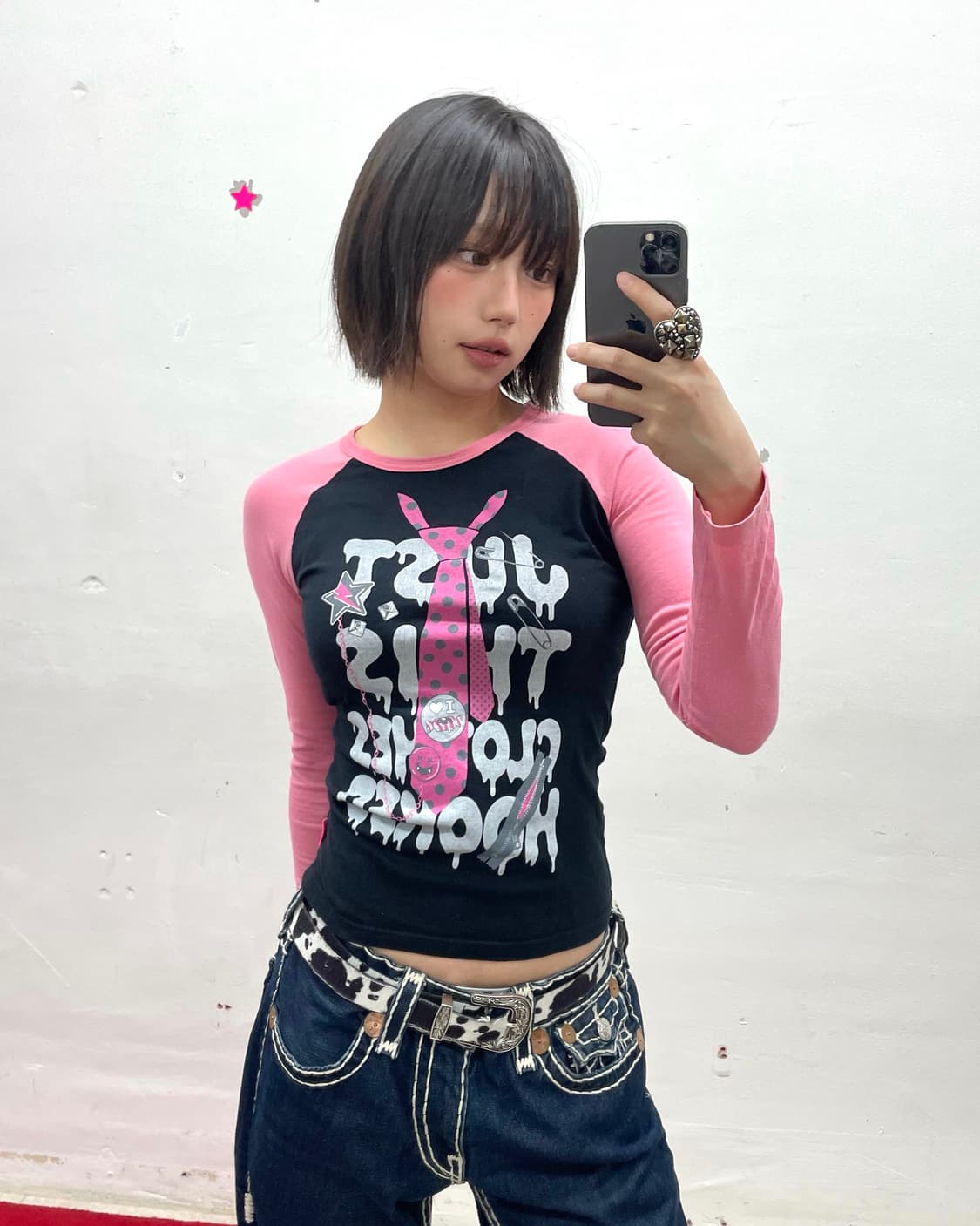 Pink dot tie blood pink long sleeve 상품이미지1