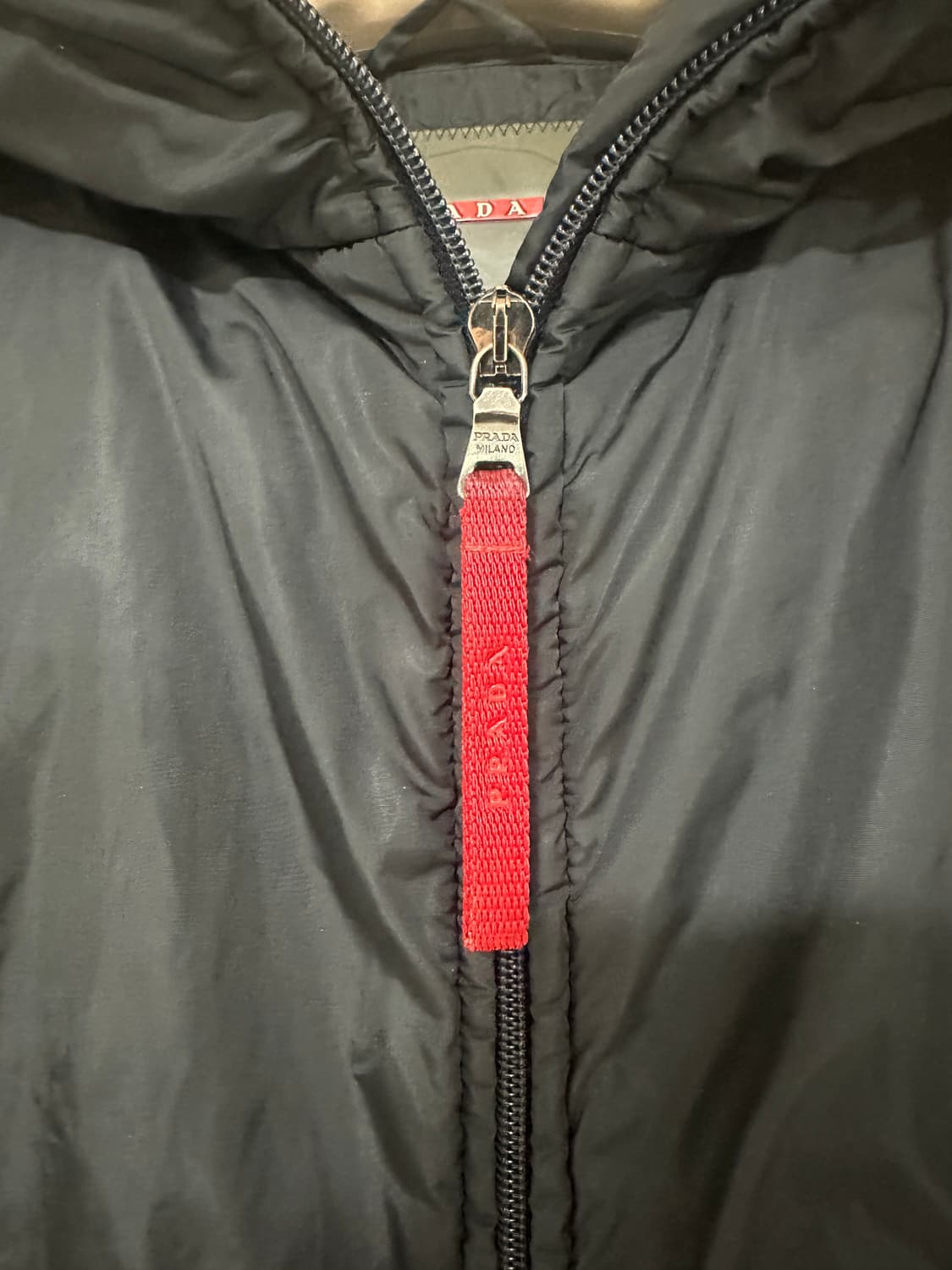 프라다 롱 패딩 후드 자켓 레인코트 점퍼 블랙 40 상품이미지4