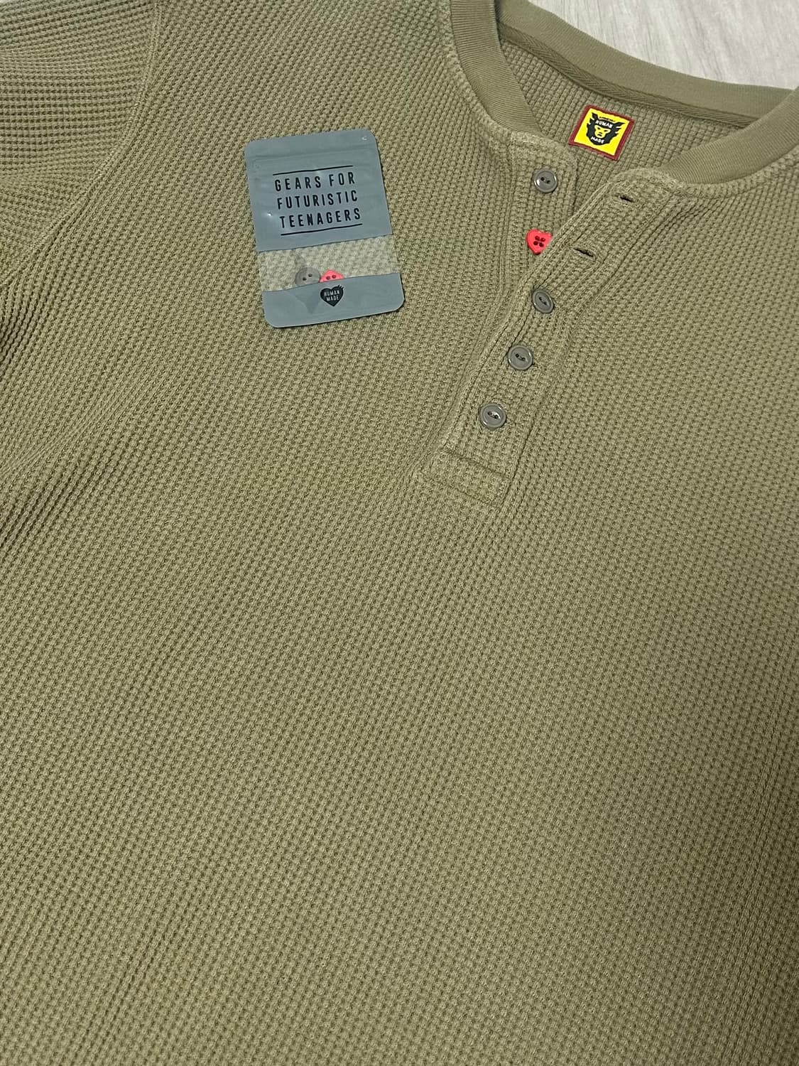 휴먼메이드 헨리넥 롱슬리브 티셔츠 카키 상품이미지1