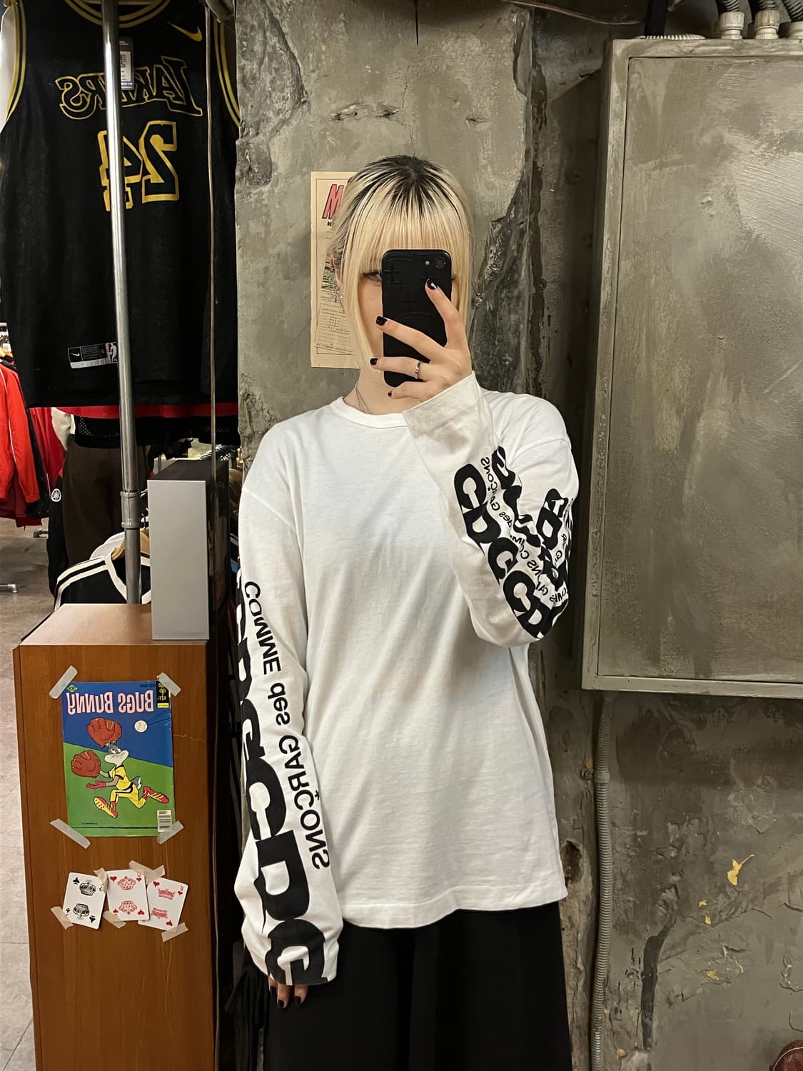 CDG 긴팔티셔츠 화이트 XL  #csz1899  𝑆𝑖𝑧𝑒 어깨  상품이미지2