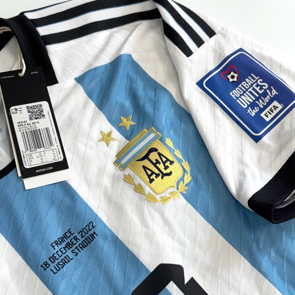 아디다스 22 24 아르헨티나 홈 어센틱 메시 카타르 월드컵 우승 유니폼 상품이미지5