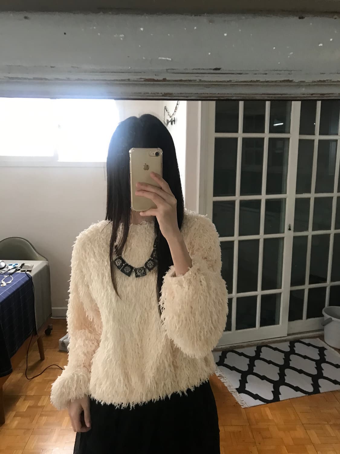 vintage ivory fur top 상품이미지1