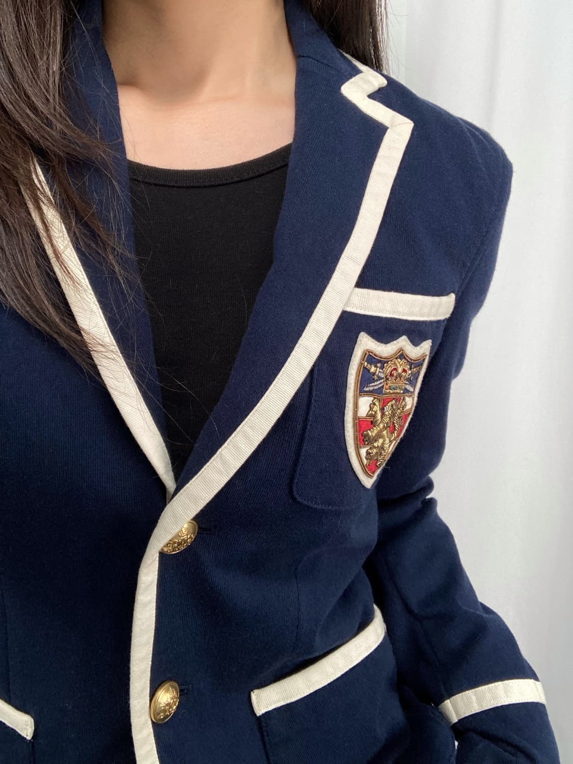 폴로 네이비 엠블럼 와펜 금장 블레이저 상품이미지1
