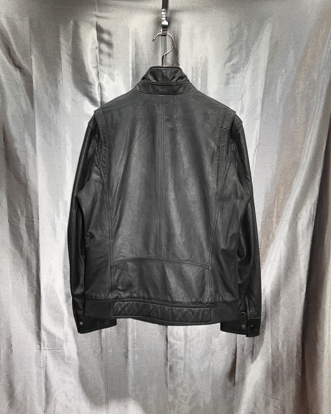 S 하이넥 워시드 블랙 레더자켓 상품이미지3
