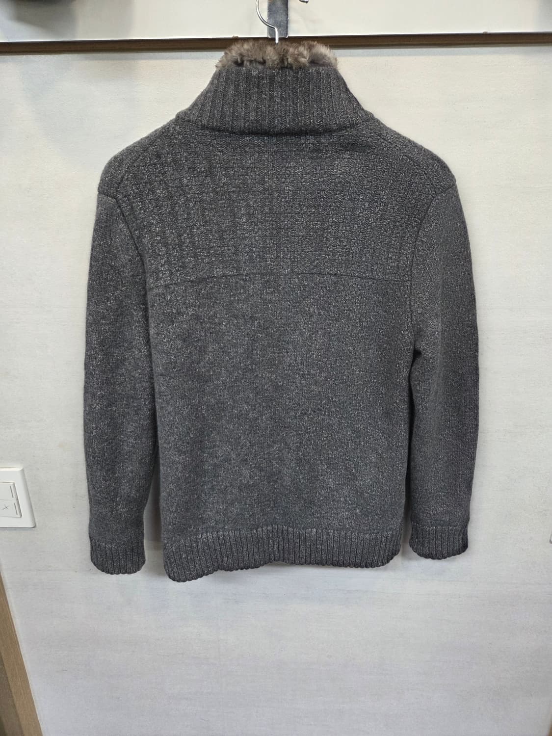 헤지스 탈착 토끼 퍼 울 방풍 니트 집업 가디건 m L 상품이미지2