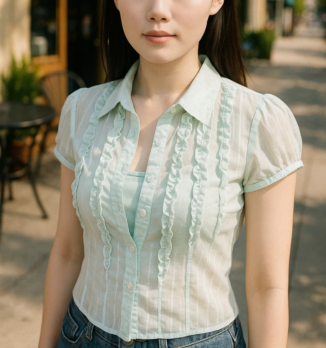 🌿 일본 빈티지샵 시스루 레이스 블라우스 상품이미지9