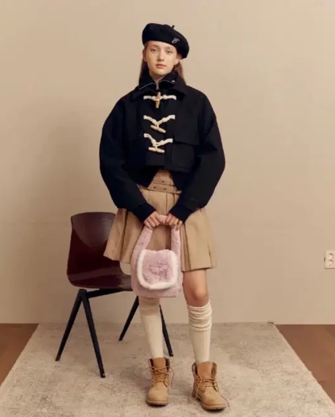 척 래글런 숏 더플 크롭 떡볶이 코트 상품이미지2