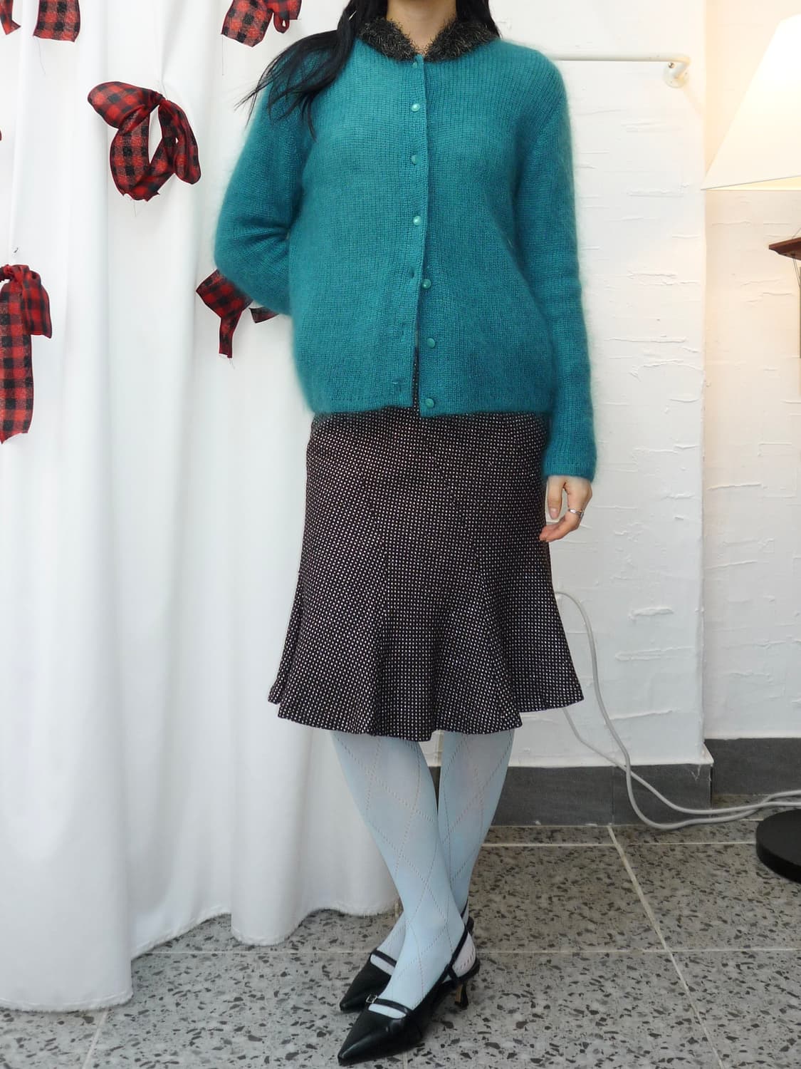 Teal whisper fur cardigan 상품이미지2