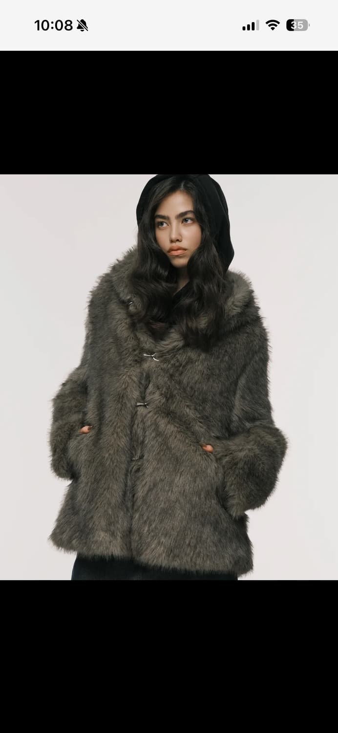 엔와이엑스엑스 후드 퍼 코트 자켓 카키 상품이미지1