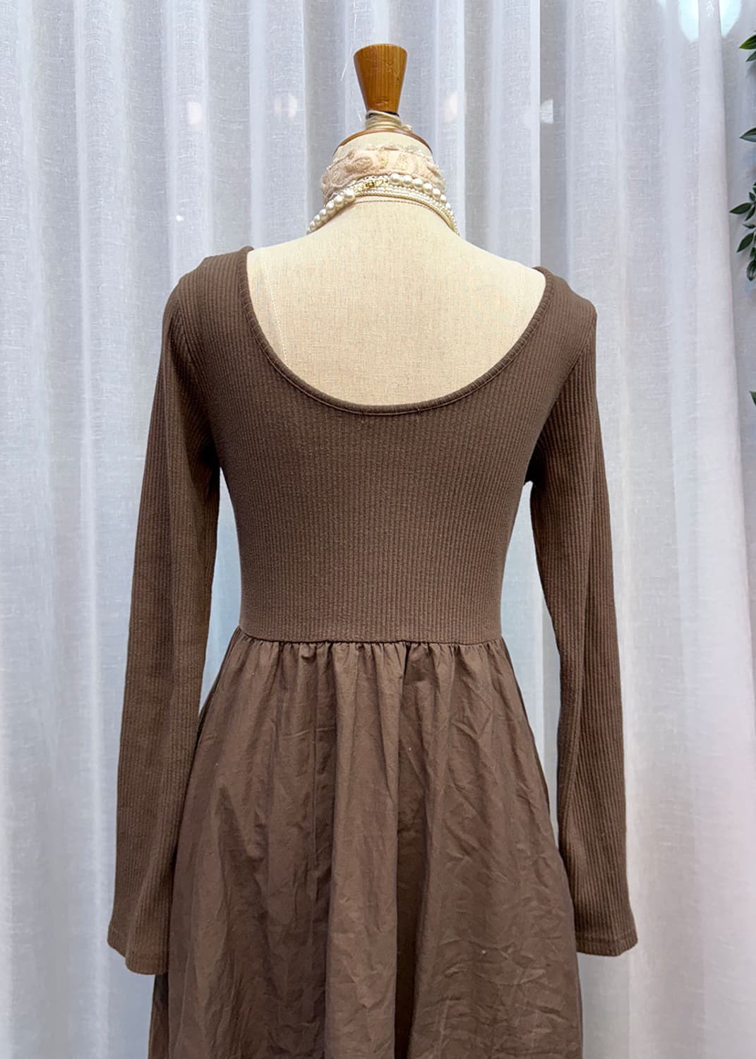 브라운 골지 롱 원피스 상품이미지2