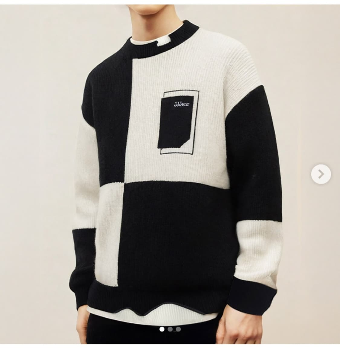 배색 니트 스웨터 남자95~100 상품이미지1