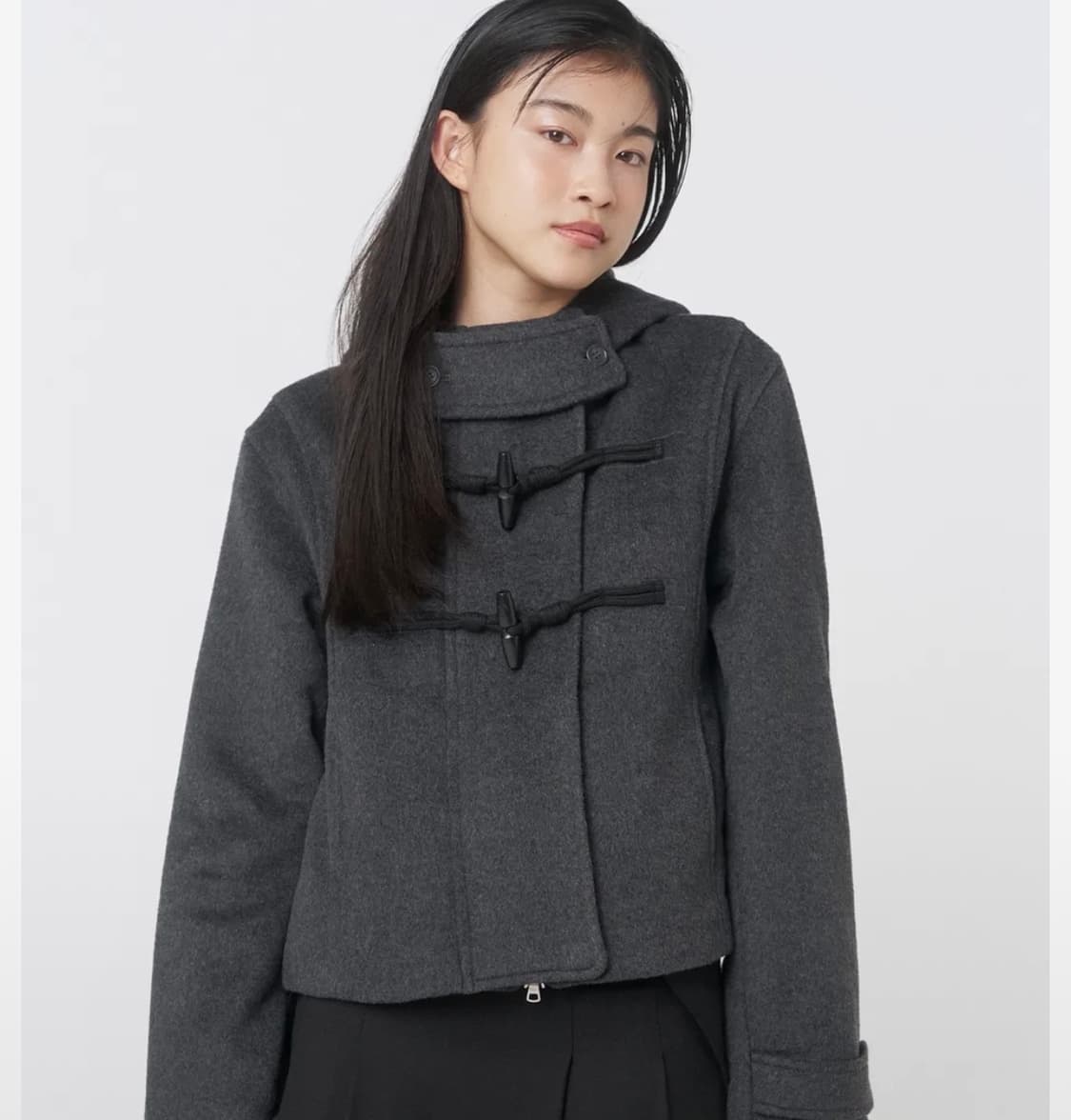 미세키서울 더플 후드 숏코트 차콜  상품이미지1