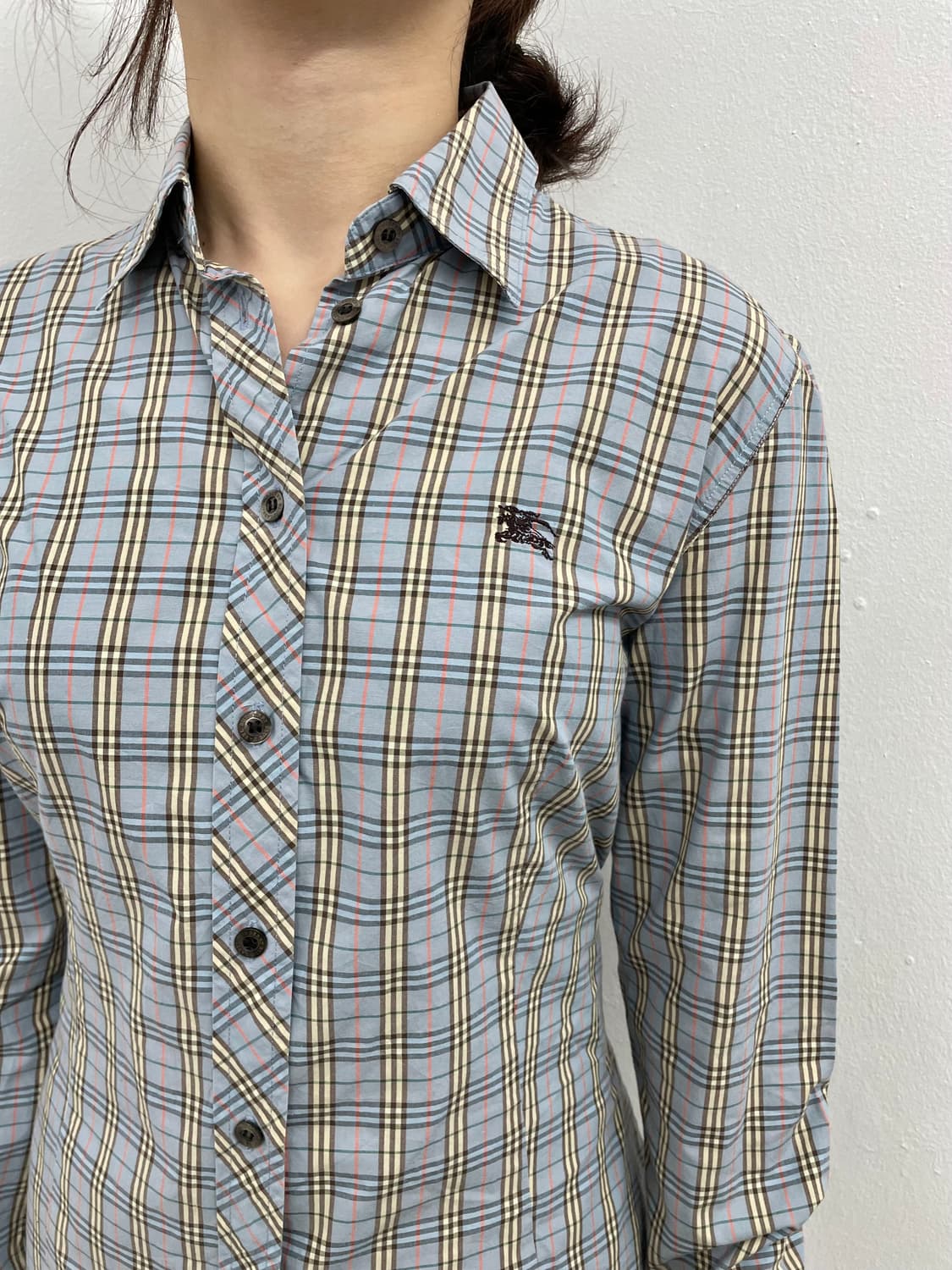 버버리 블루 노바체크 로고 셔츠 상품이미지4