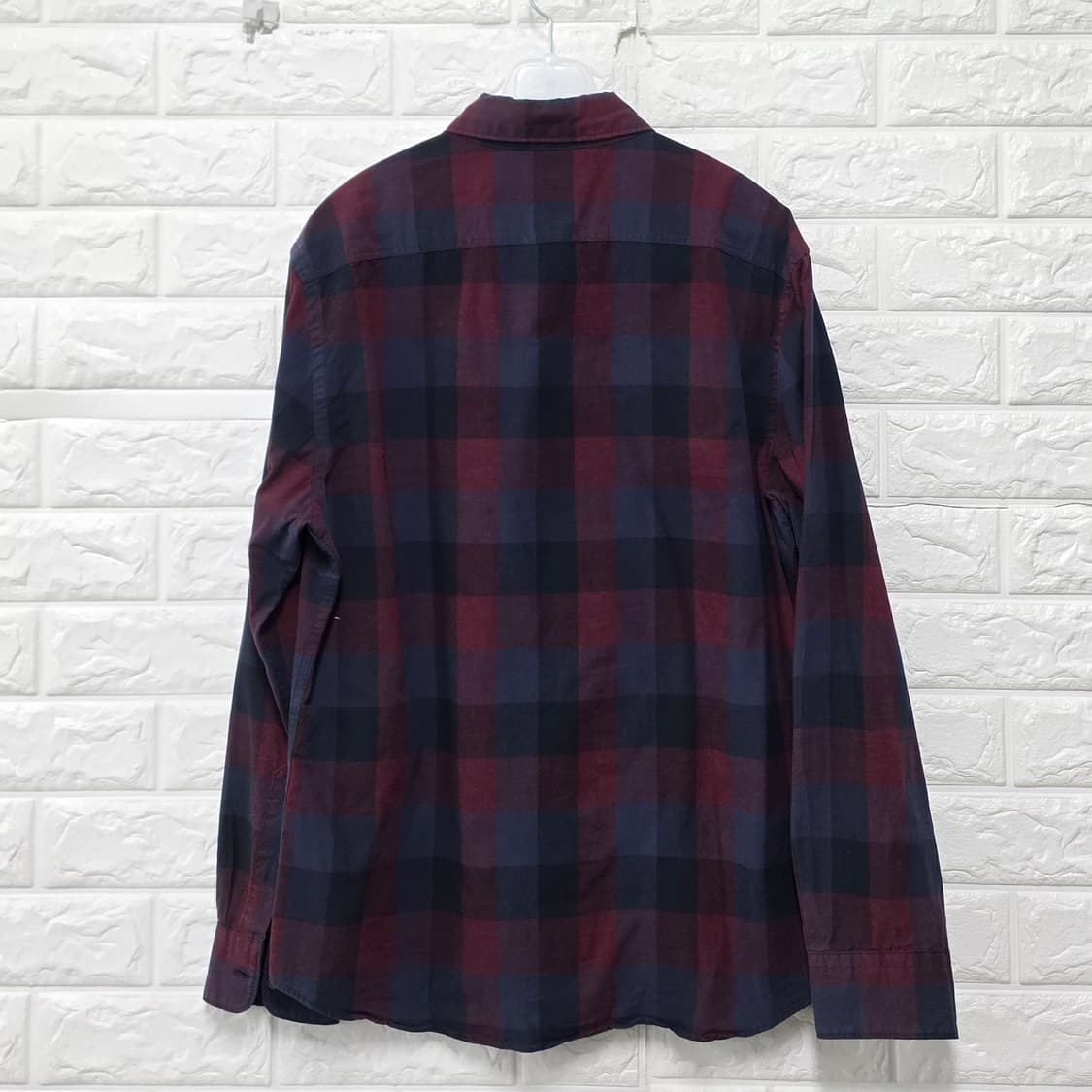 헤지스 체크 남방 셔츠 105 네이비/버건디 상품이미지4
