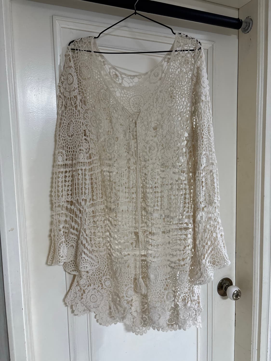 보헤미안 에스닉 크로셰 레이스 커버업 블라우스 비치 튜닉  상품이미지1