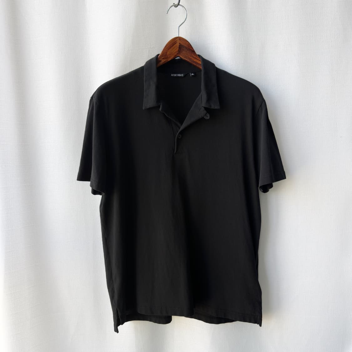 안토니모라토 코튼 오픈 카라 반팔 티셔츠 블랙 XL 상품이미지1