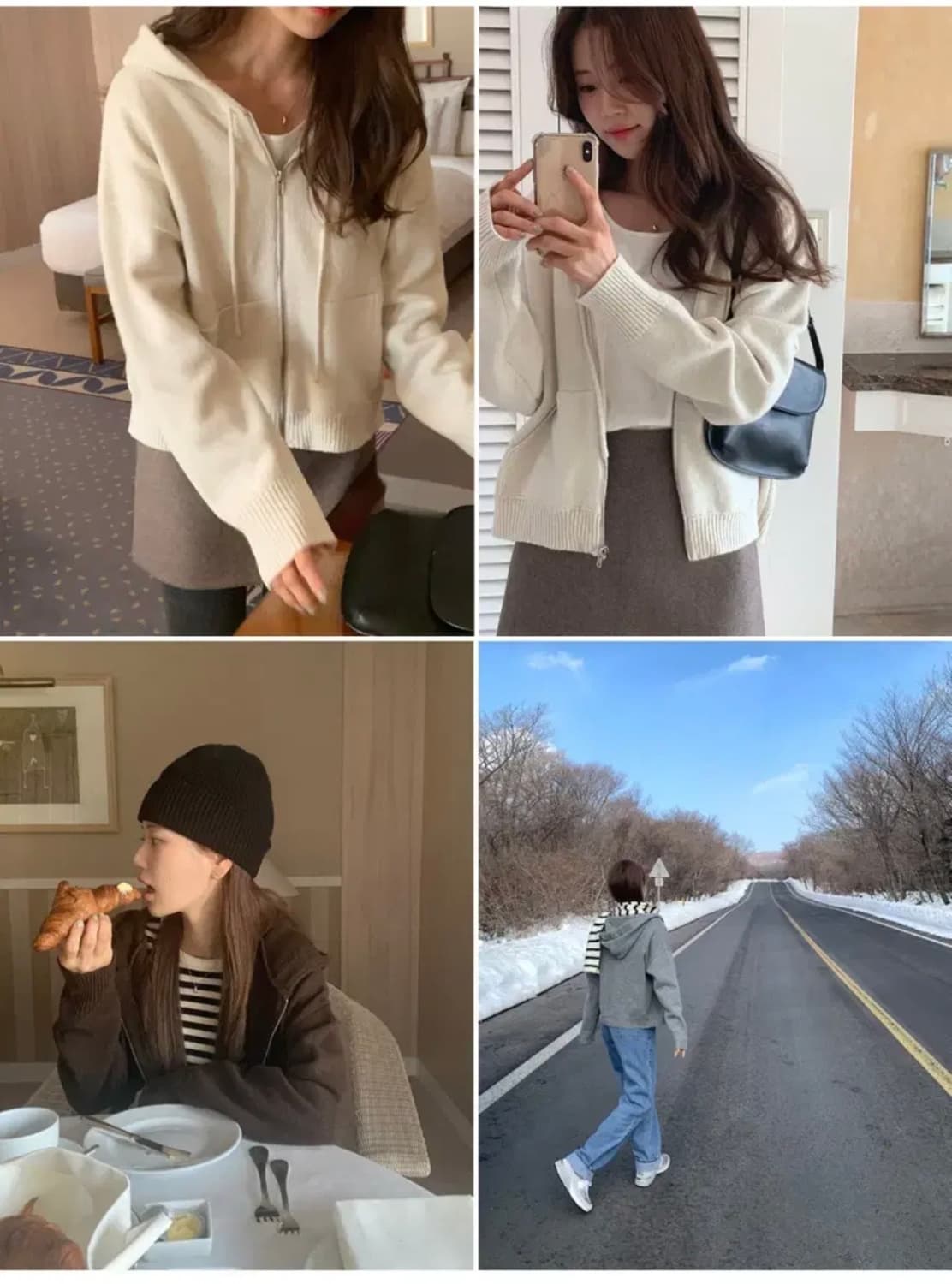 가내스라 에른 울 니트 후드집업 그레이 상품이미지6