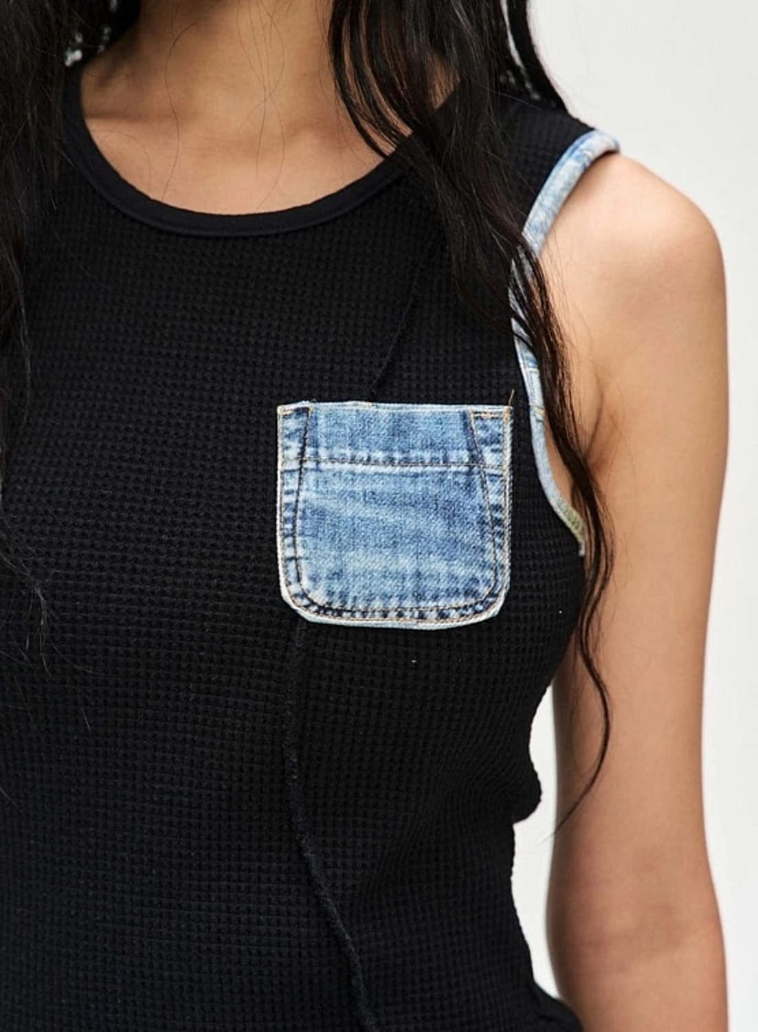 Waffle denim sleeveless 상품이미지3