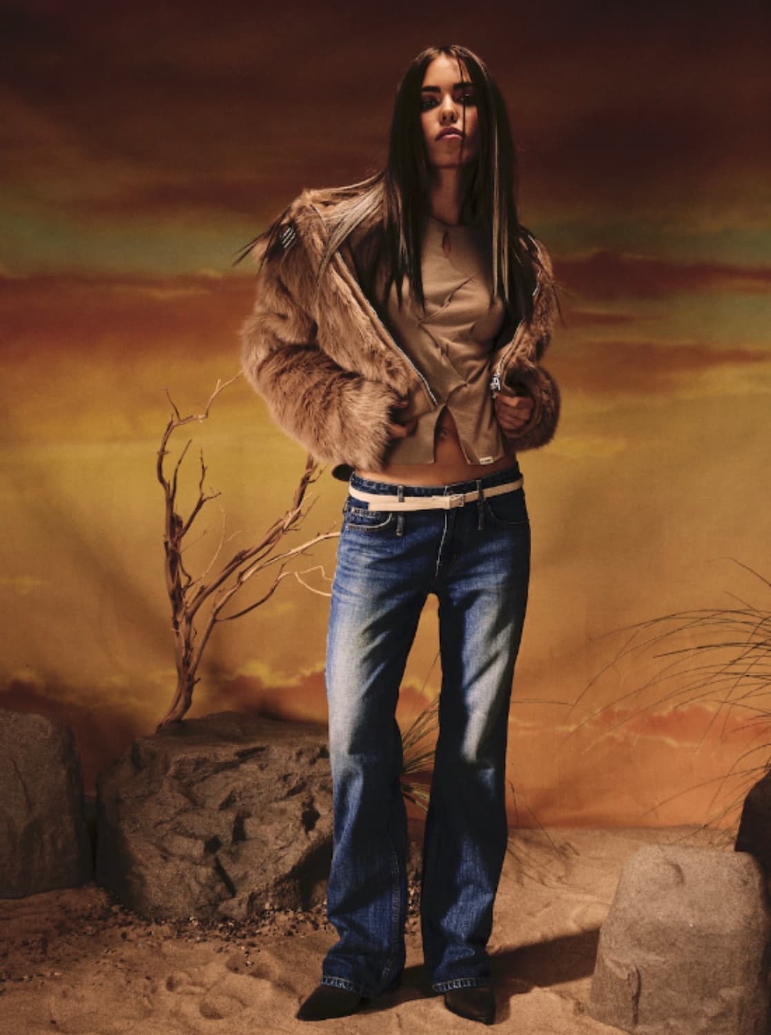 글로니 레빈 퍼자켓 카멜브라운 하이넥기모무스탕스웨이드아우터하프숏코트베이지 상품이미지5