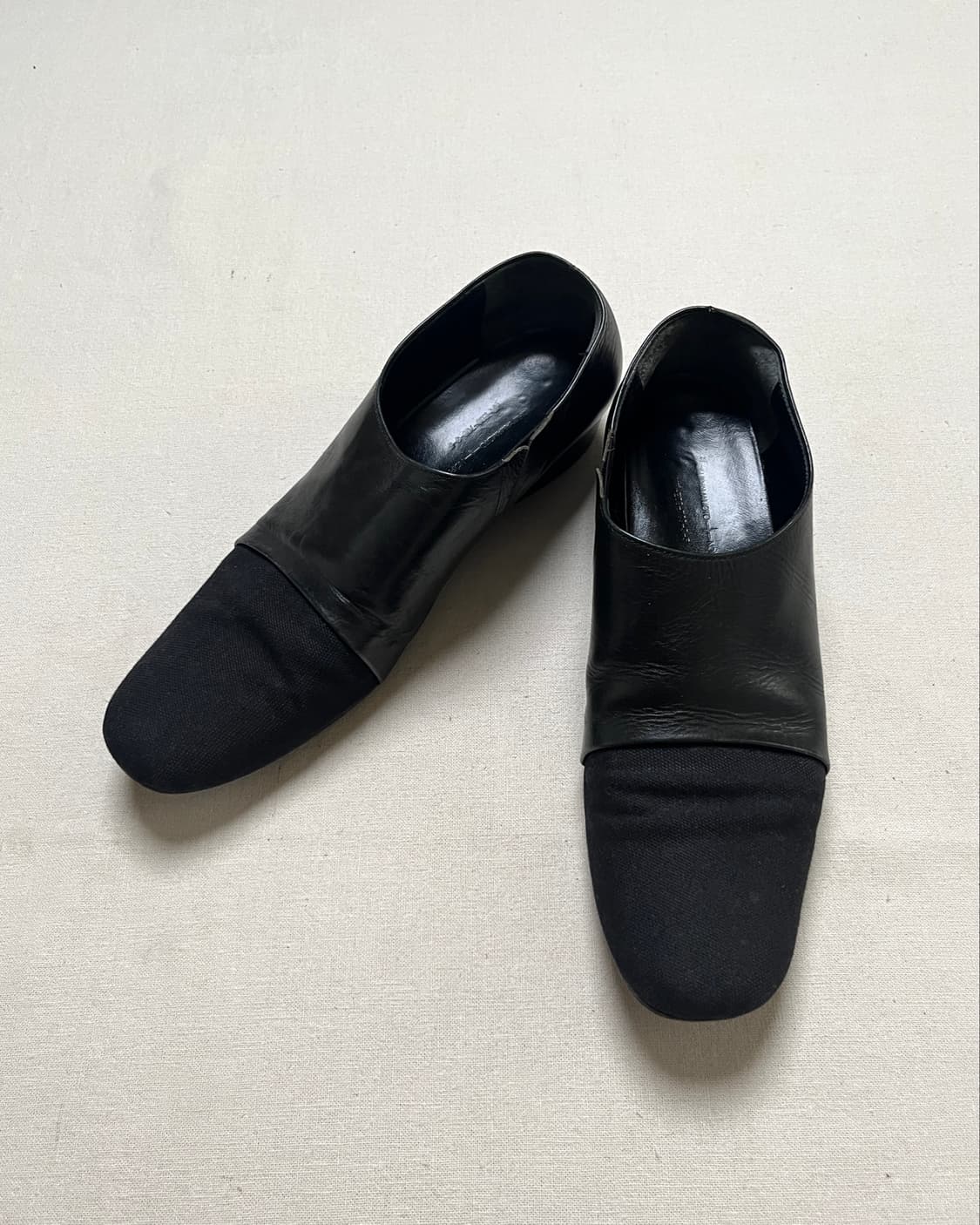 요지야마모토 캔버스토 레더 슬립온 yohji yamamoto + noir 상품이미지1