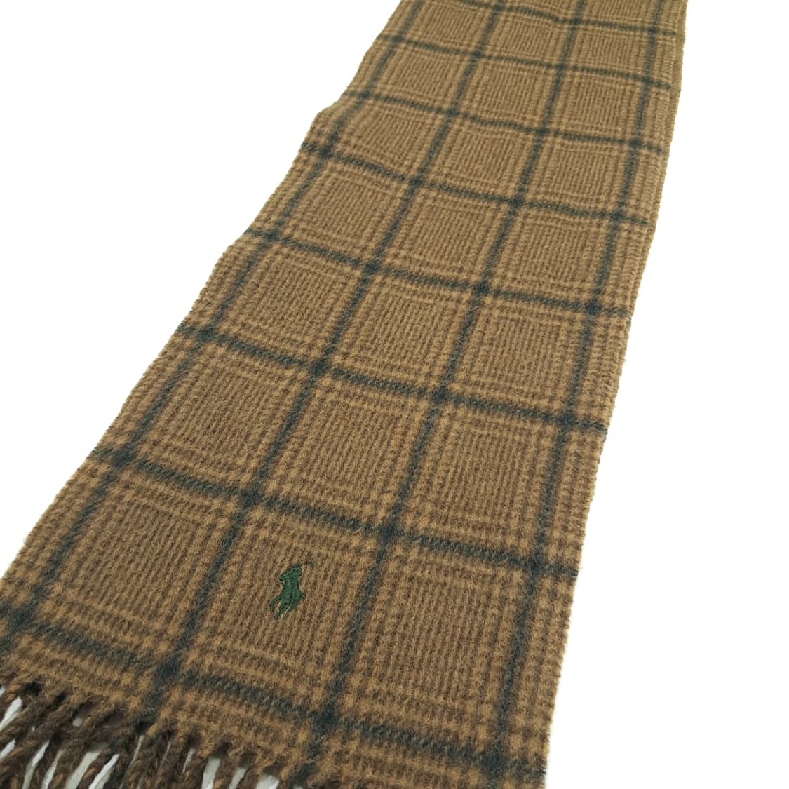 MX221 폴로 랄프로렌 브라운 체크 헤링본 버진울 양면 목도리 머플러 상품이미지6