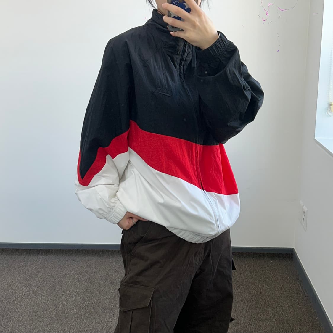 Nike 나이키 스몰로고 레드 블랙 배색 바람막이 상품이미지2