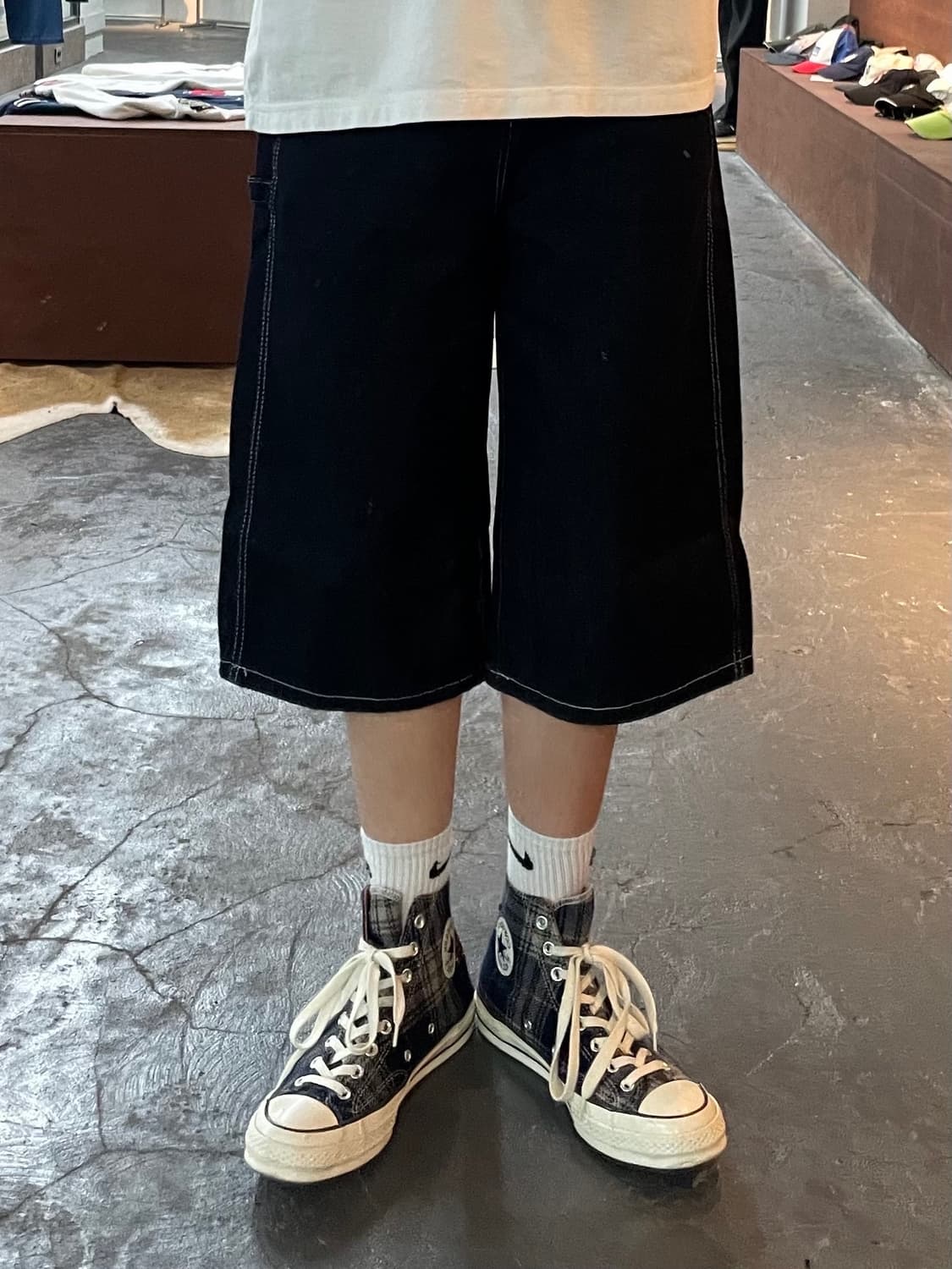 빈티지 흑청 데님 하프 팬츠 H81 상품이미지1