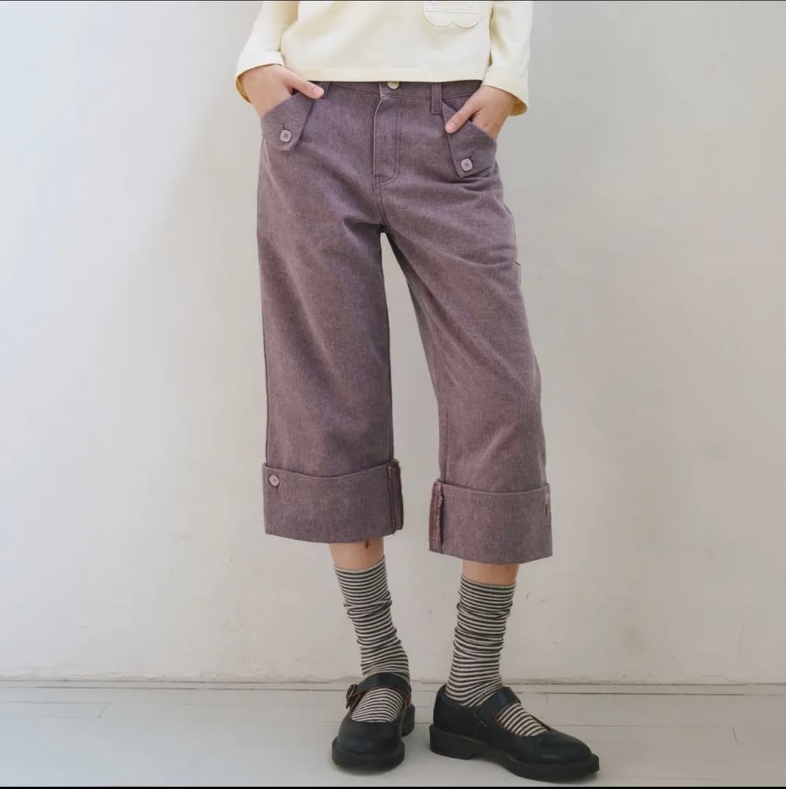 오피쉬 Fold Pocket Capri Pants, Purple 상품이미지1